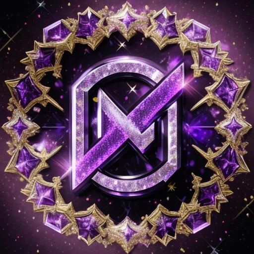 Purple Crystal Letter M in Holographic Style
