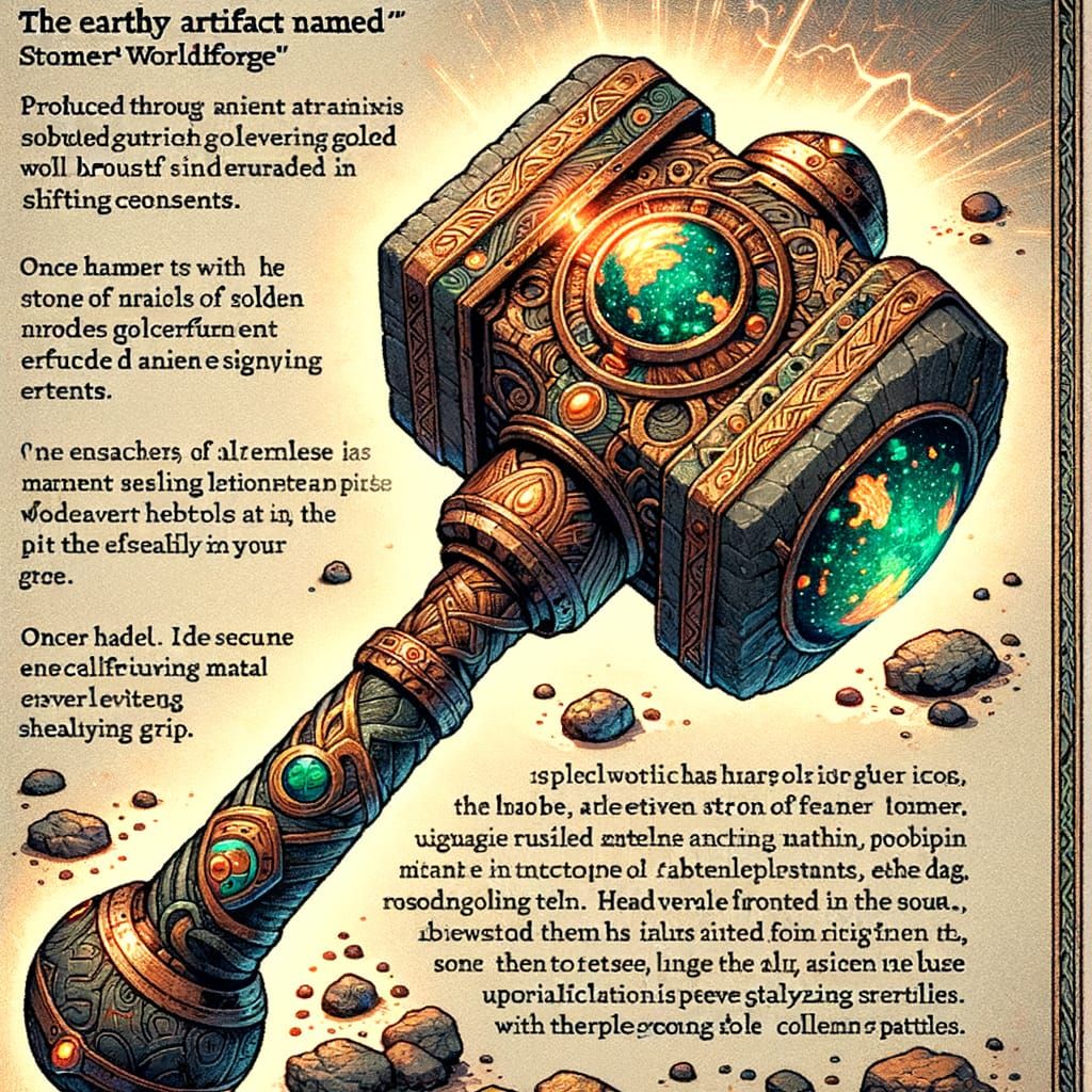 Stoneheart Worldforge: An Earthy Artifact in Comic Style