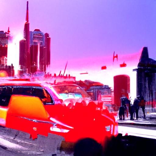 Futuristic Mob Scene in Star Wars-Inspired City