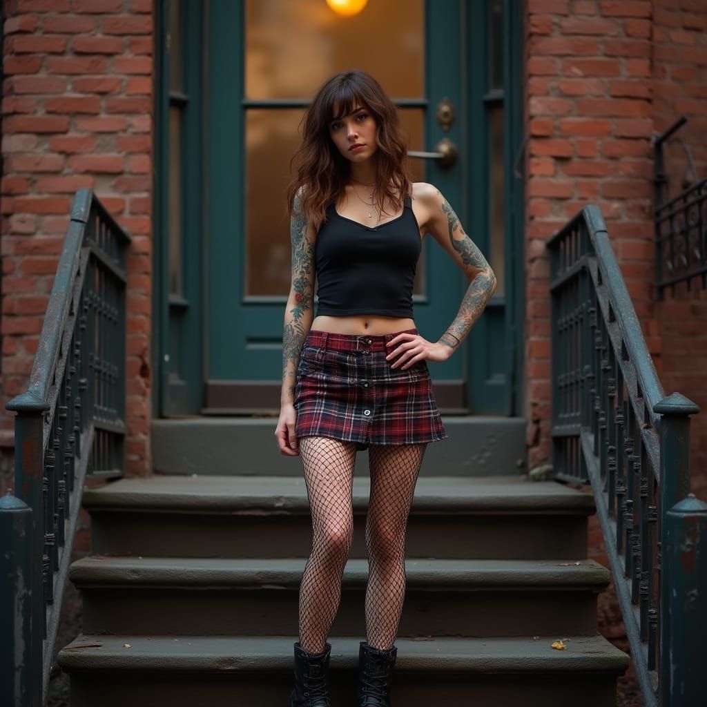 Tenement Portrait: Woman with Tattoos in Hyperrealism Style