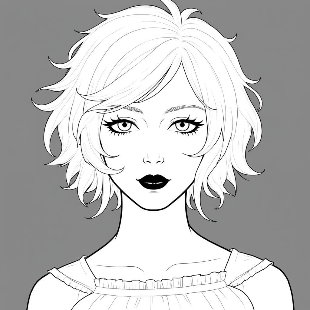 Art Nouveau Woman with Bleached Hairstyle