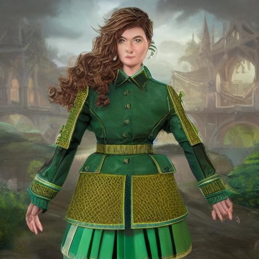 Tracey Daniels in Green School Uniform: Matte Painting