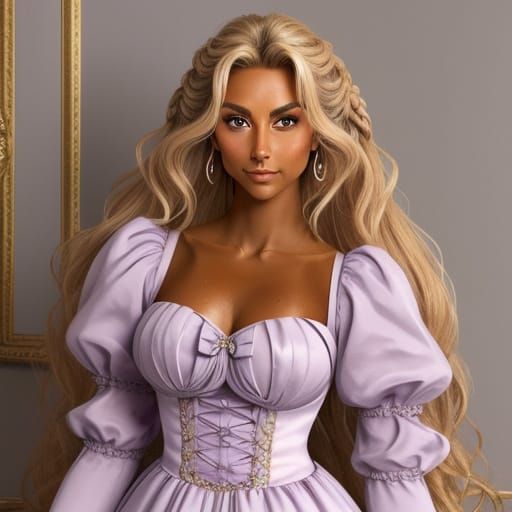 Tanned Blonde in Lilac Dress Portrait