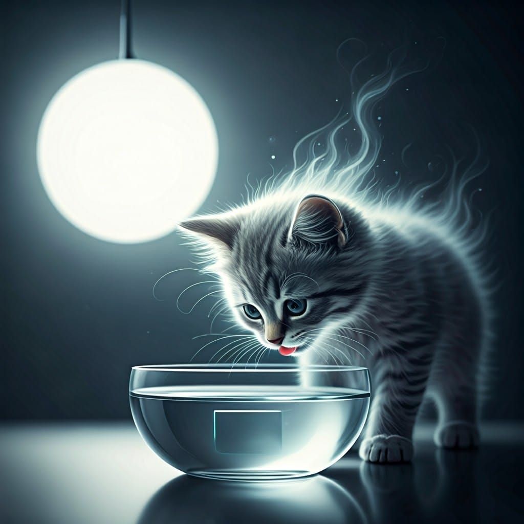 Ethereal Kitten Drinks: Dreamy Surreal Art