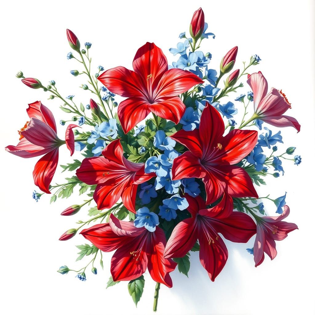 Hyper Realistic Oil Painting of a Vibrant Floral Bouquet