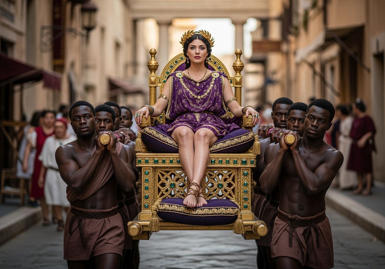 Empress Messalina on Her Golden Litter Throne