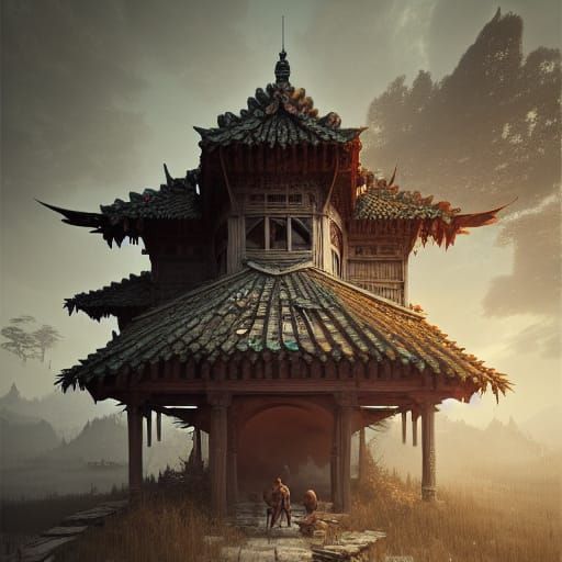 Hyperdetailed Ancient House Photo Manipulation