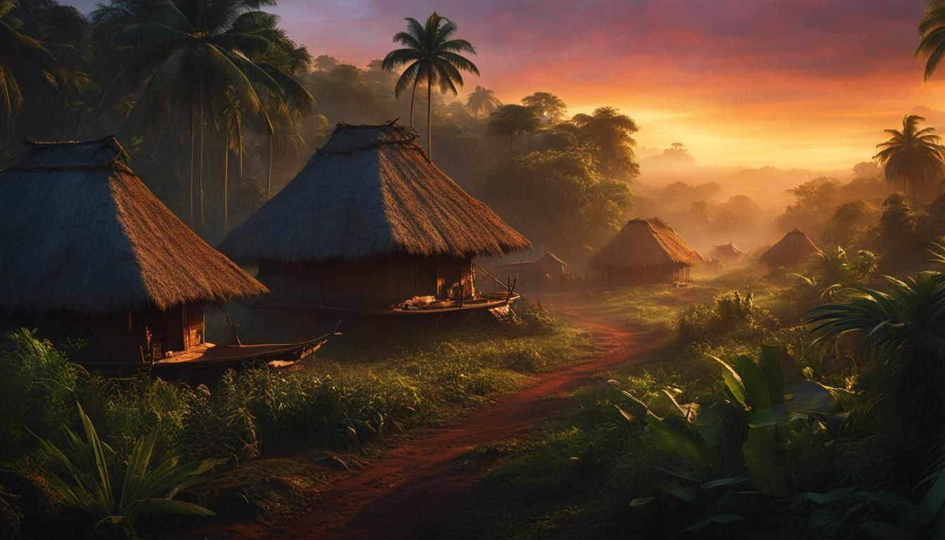 Village of Congo at dawn