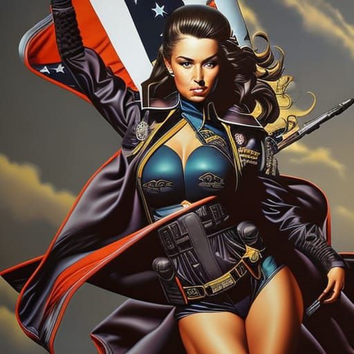 Hyperrealistic Bomber-Girl Pinup Poster