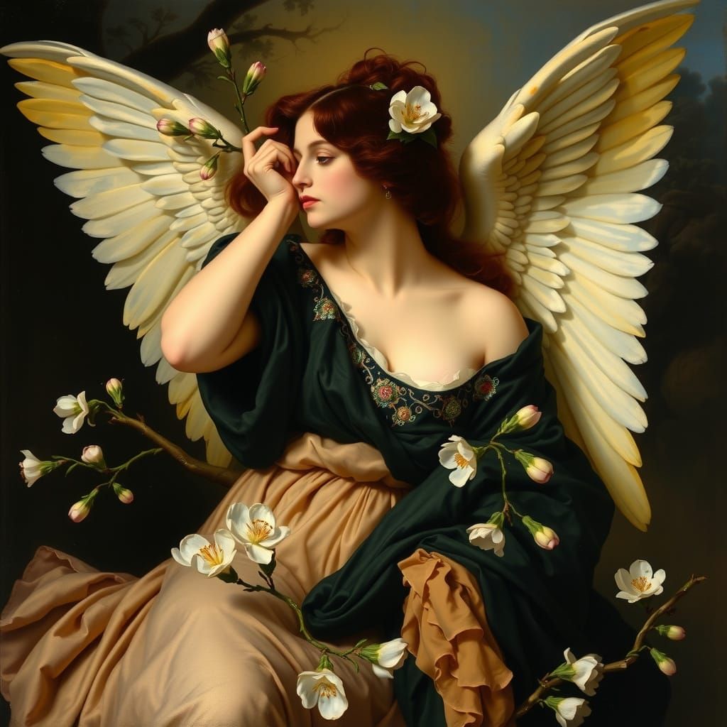 Baroque Angel in Spring Bloom