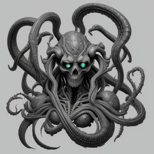 Eldritch Formless Being in Black and White Line Art