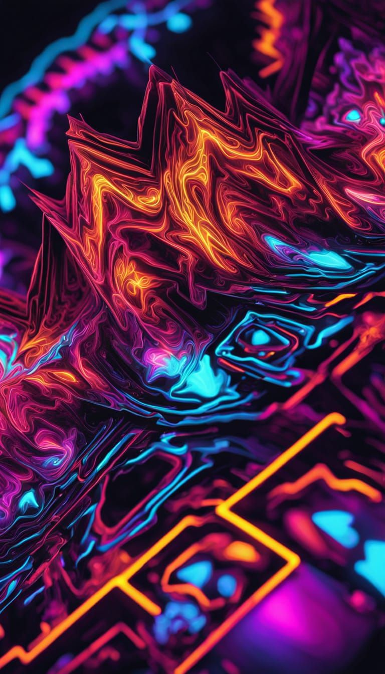 Neon Mutant Fractals in Vibrant Futurism