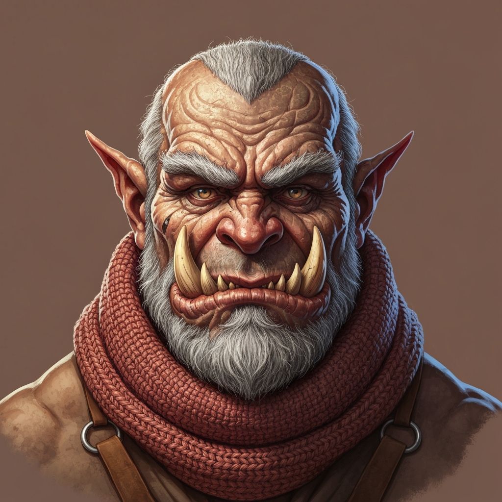 Grizzled Orc Ascetic Portrait in Dramatic Lighting