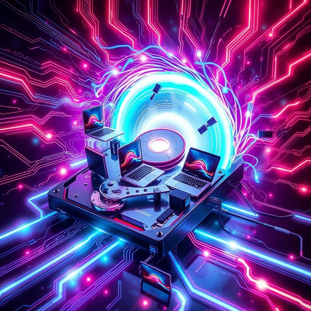 Pulsing Hard Drive Creates Cyberpunk Gadgets