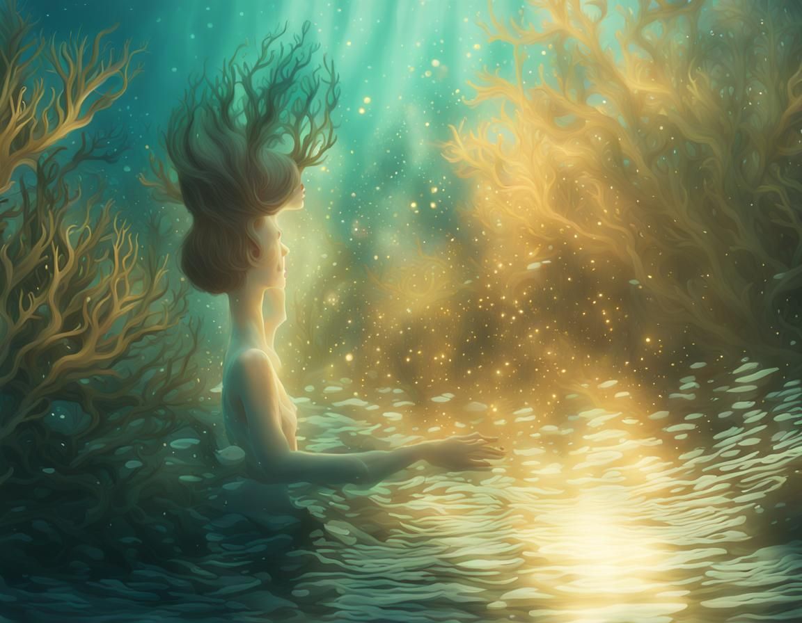 Dreamy Mermaid in a Coral Reef