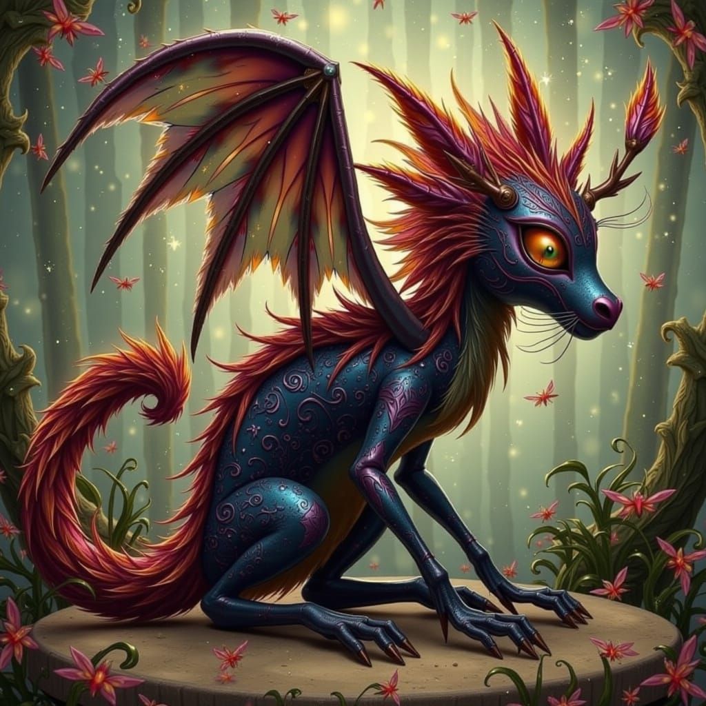Mythical Creature in Whimsical Forest