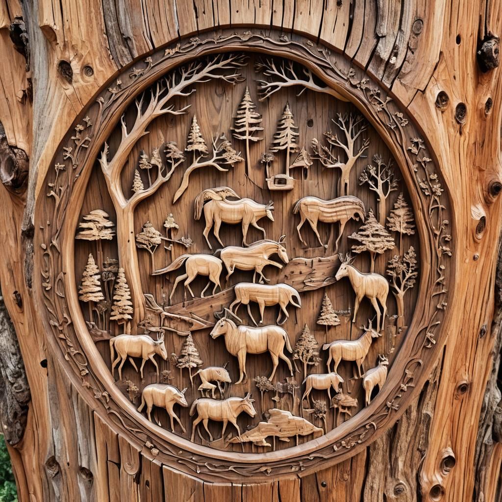 Pinyon Juniper Carving Depicts New Mexico History