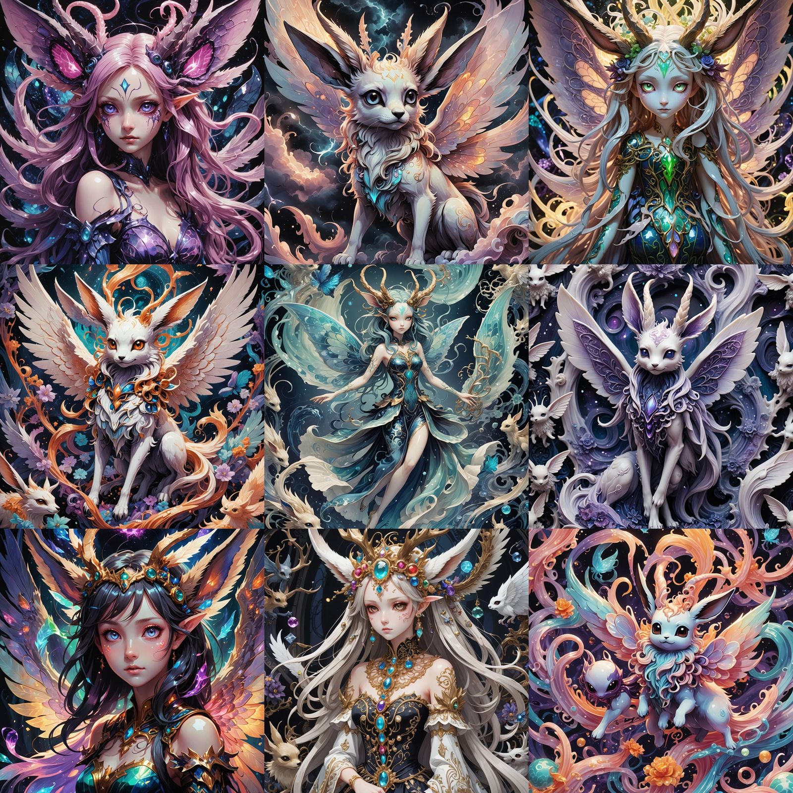 Eldritch Porcelain Fairy in Manga Anime Style