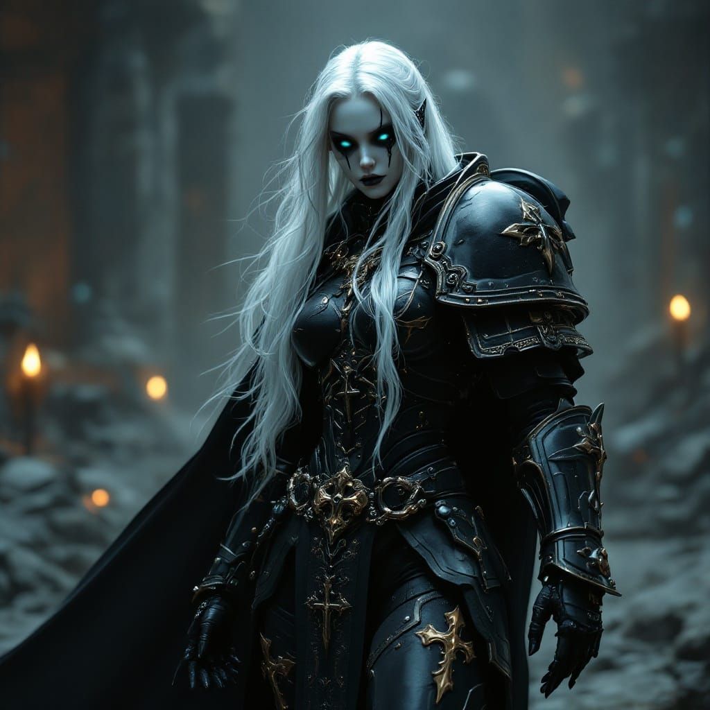 Dark Gothic Space Knight in Hellish Realm