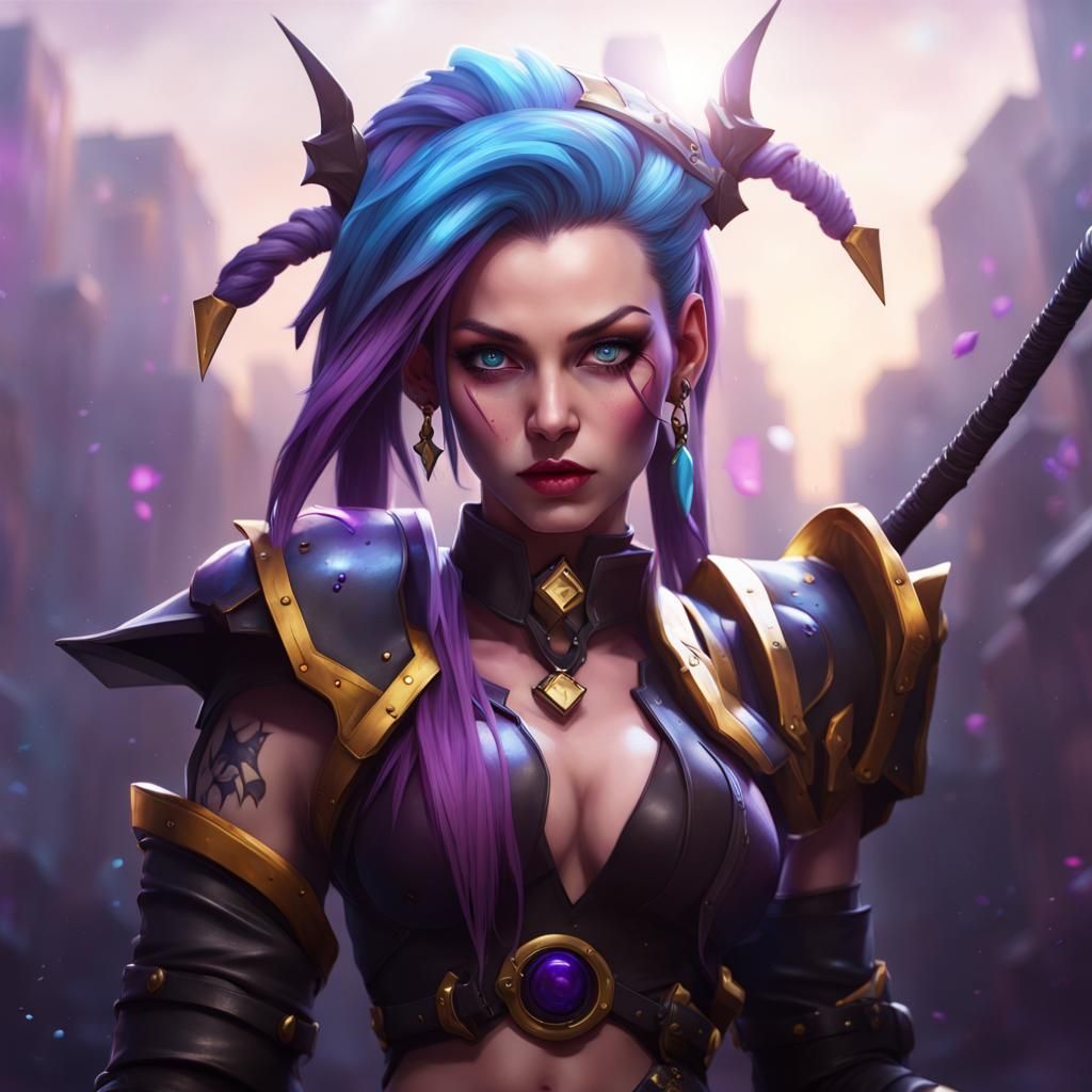 Jinx in Leather Armor: Dark Fantasy Concept Art