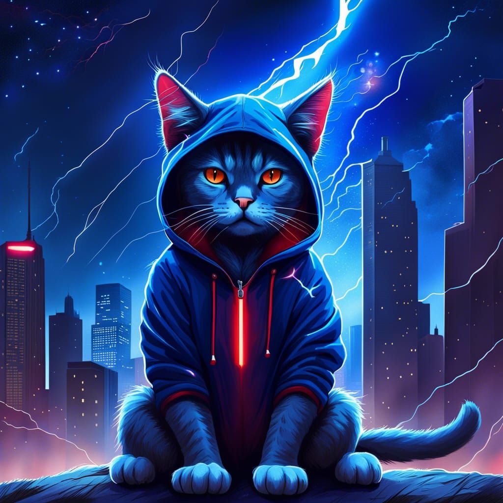 Psychic Cat in Apocalyptic Starry Night