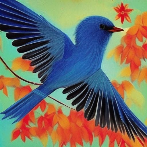 Bluebird in Flight: Expressionist Futurism