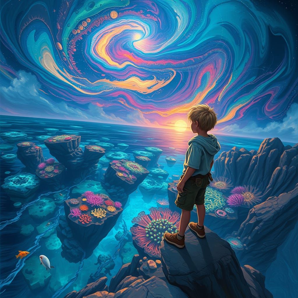 Bioluminescent Coral Reef Vista