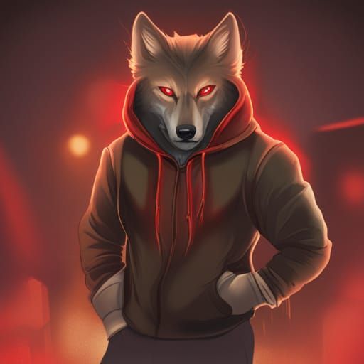 Cyberpunk Wolf Portrait with Glowing Eyes