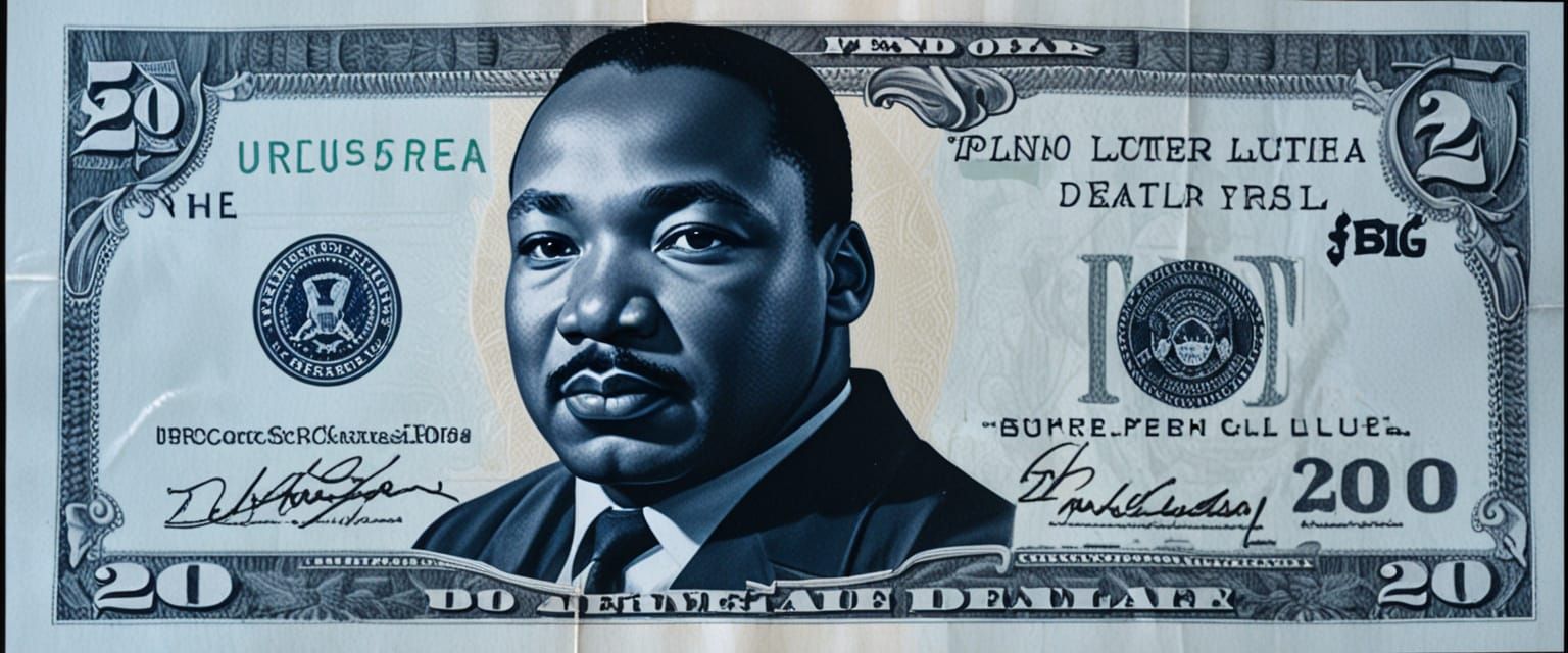 MLK on $20 Bill in Blues Aesthetic