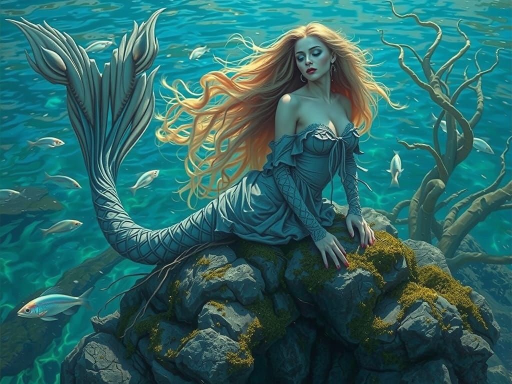 Gothic Siren in Turquoise Dreamscapes