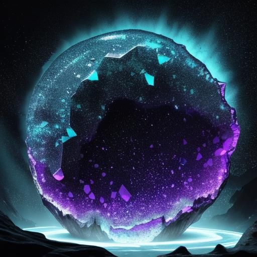 Glowing Geode Art with Crystalline Structures