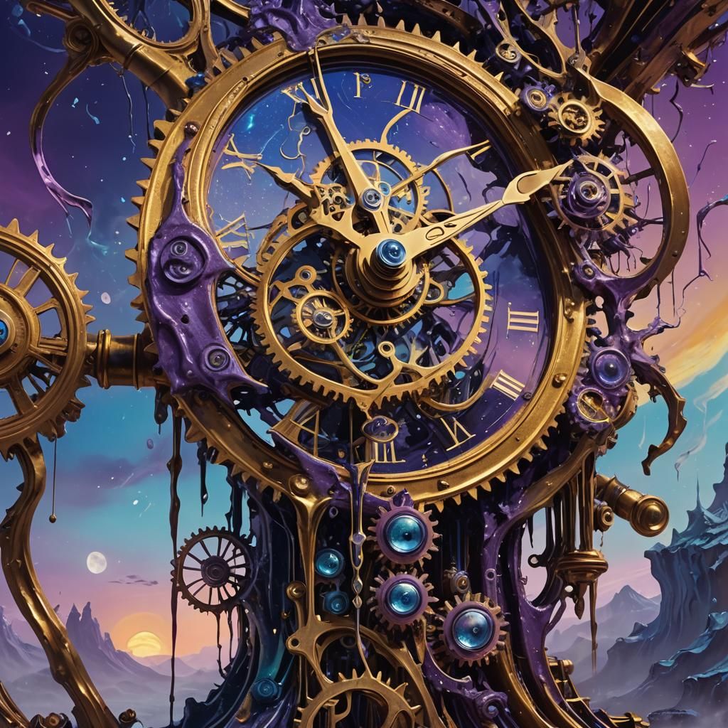 Surreal Relayer with Melting Clocks, Digital Art