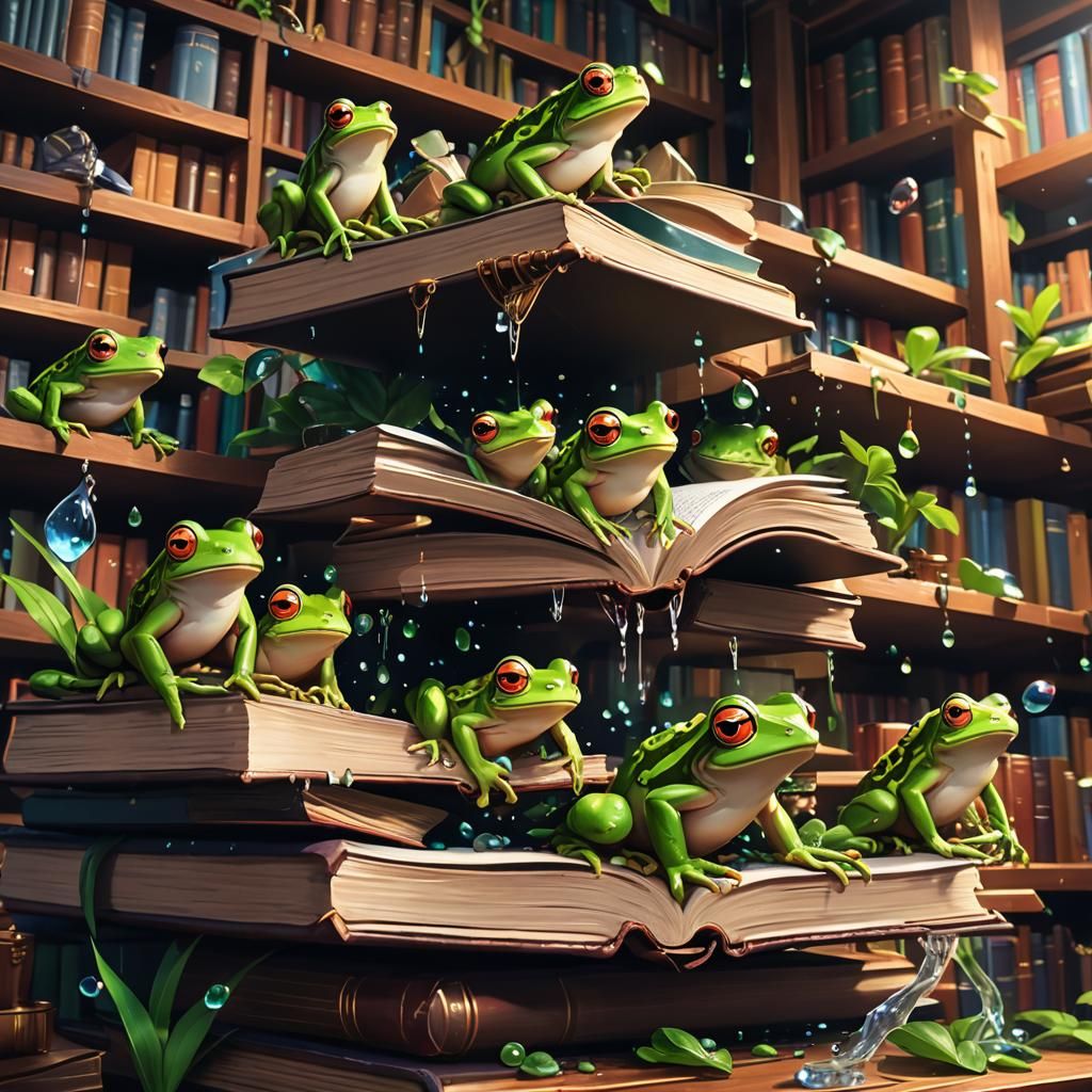 Rainforest Frogs Leap From Book in Alchemist Lab