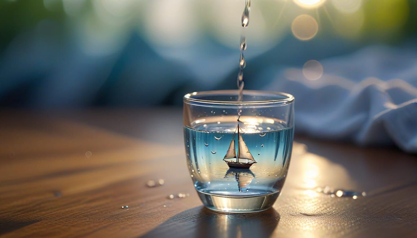 Magical Realism: Sailboat in Glass with Lightning