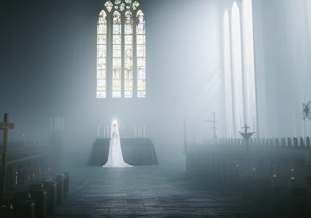 Horrific Ghostly Bride in a Nightmare Liminal Space