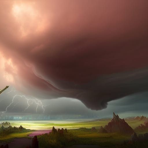 Dramatic Storm with Funnel Cloud: Fantasy Concept Art