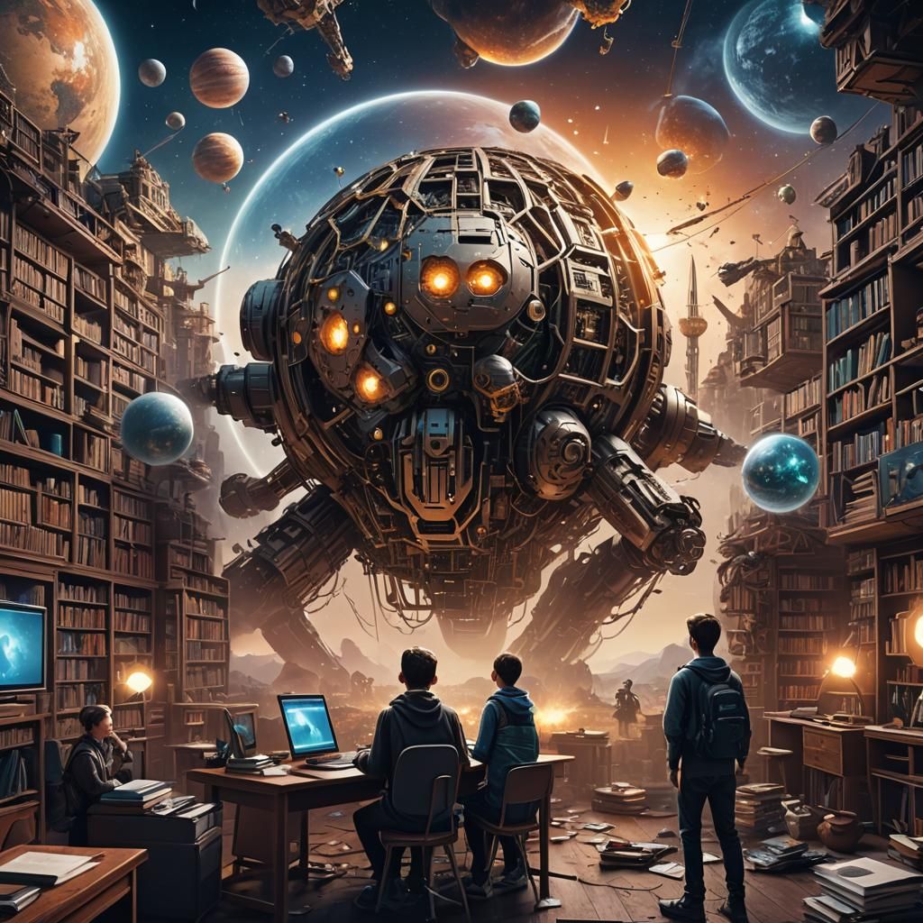 AI School Magazine Cover: Dramatic Digital Painting