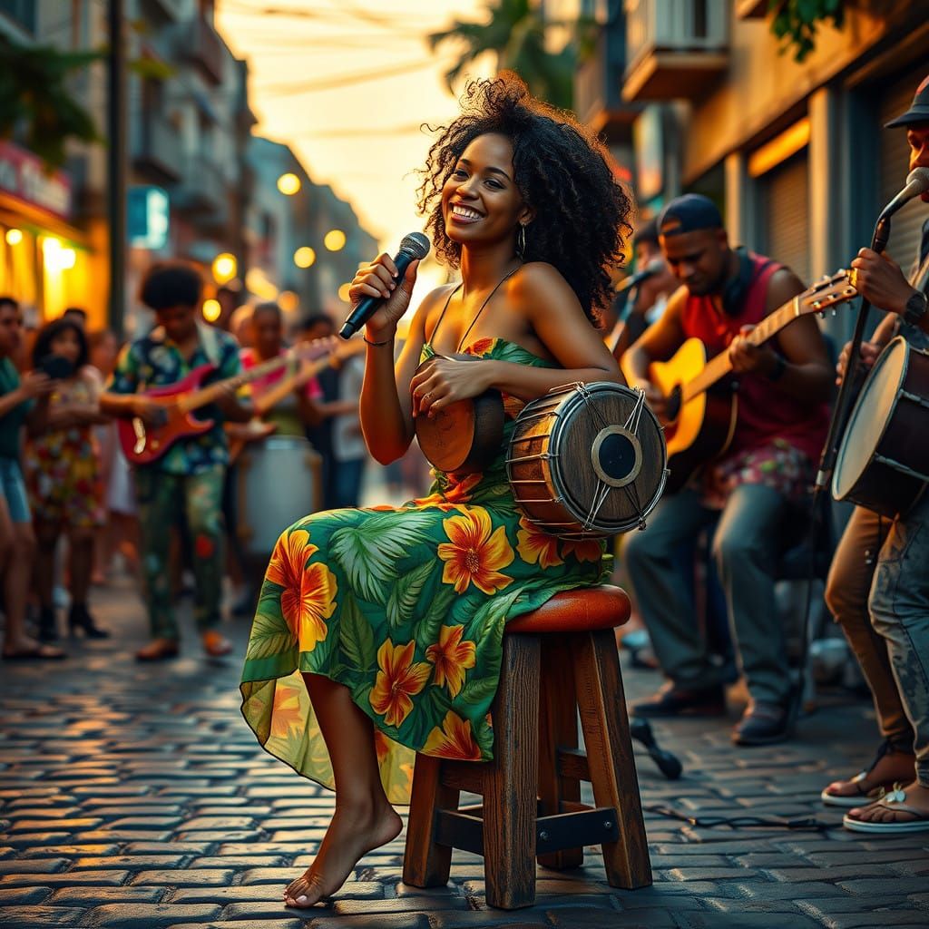 Brazilian Street Musician Performs with Joy and Rhythm