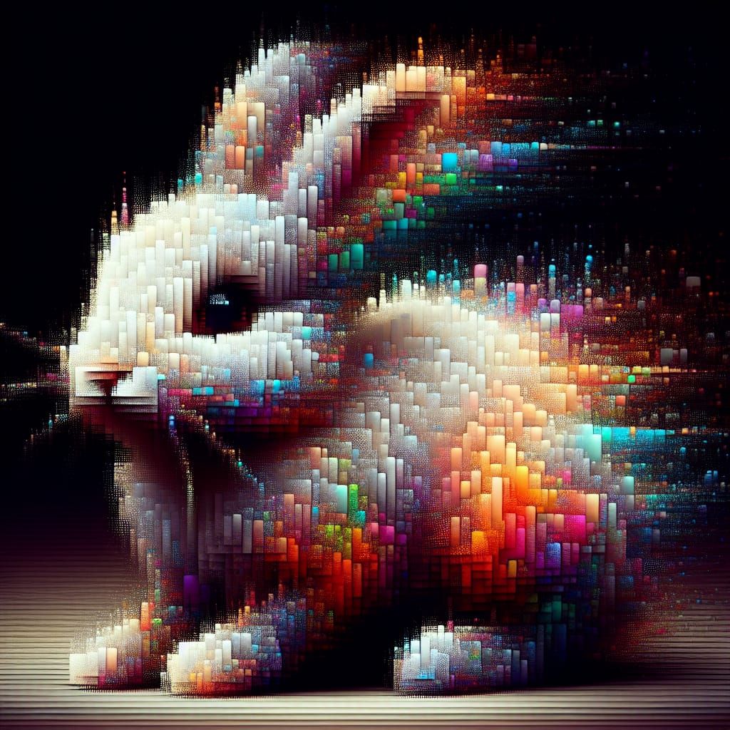 Vibrant Pixelated Rabbit in Detailed Digital Art