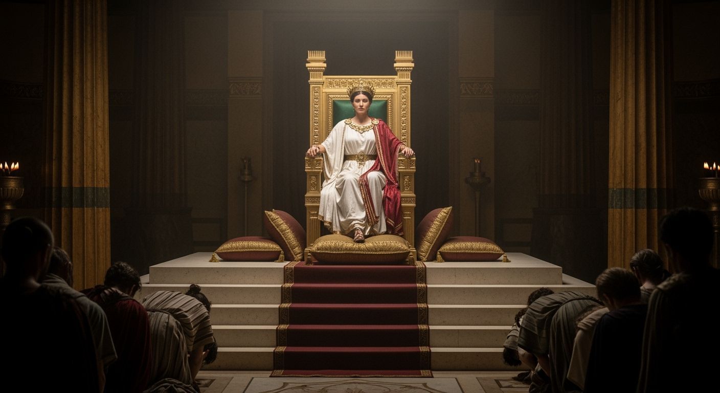 Roman Empress on Golden Throne in Imperial Palace