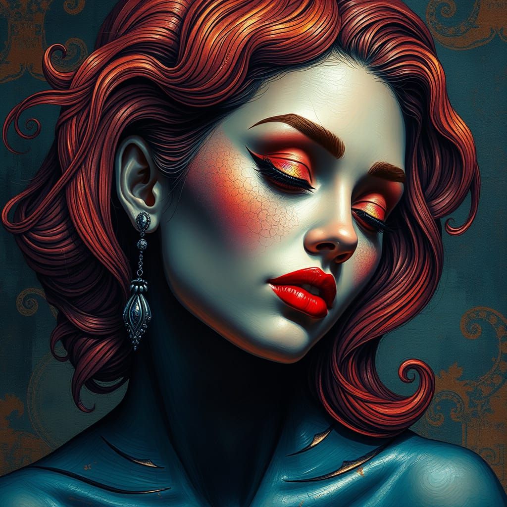 Detailed Portrait in Expressionist Digital Art Style