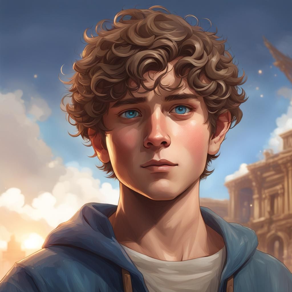 Handsome Teen Boy Portrait in Hyperdetailed Digital Art