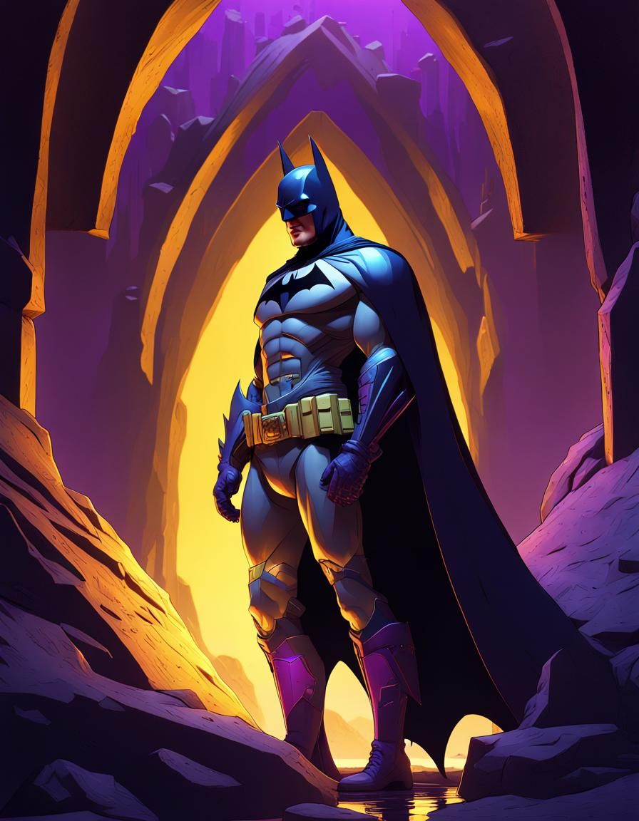 Batman in Triangle Cave: Dark Fantasy Concept Art