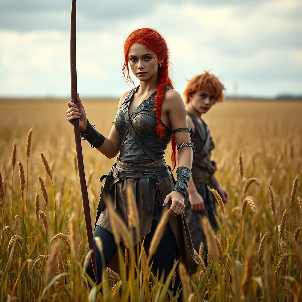 Fantastical Warrior in Golden Field