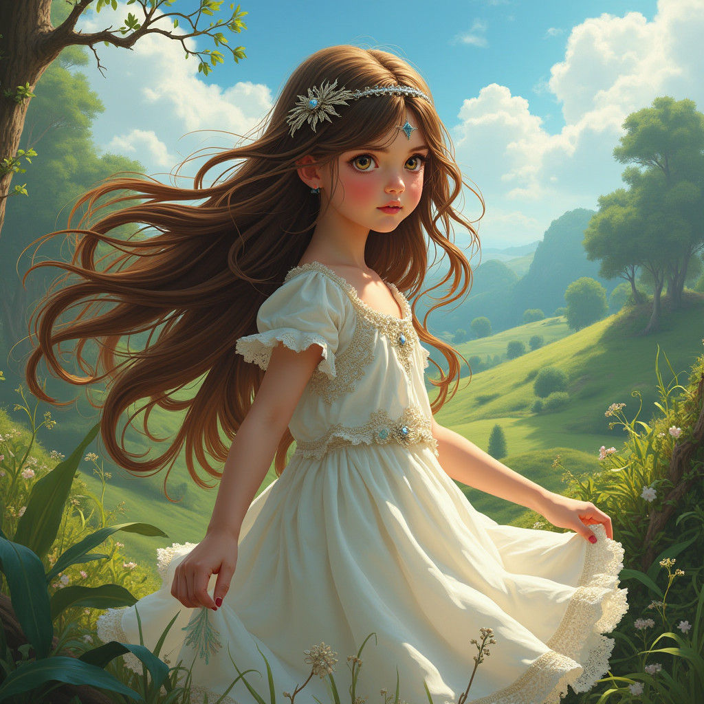 Mystical Girl in a Fantastical Landscape