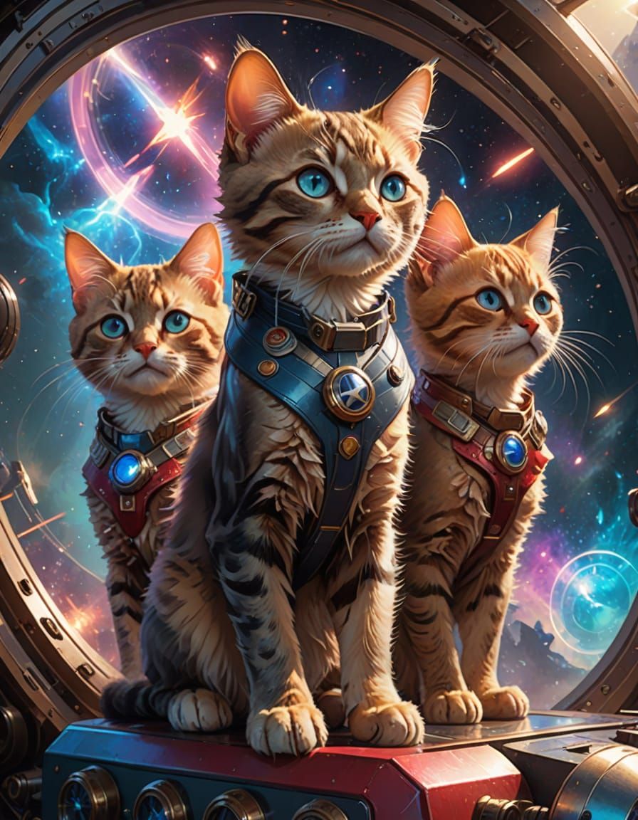 Cyberpunk Space Kittens with Captain America at the Helm