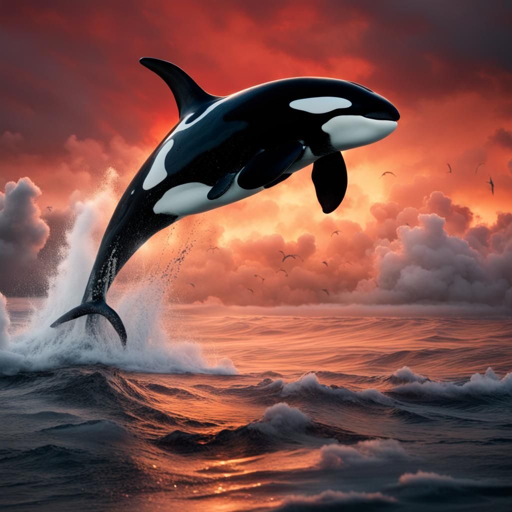 Orca's End: Whale Leaps Amidst Meteor Apocalypse