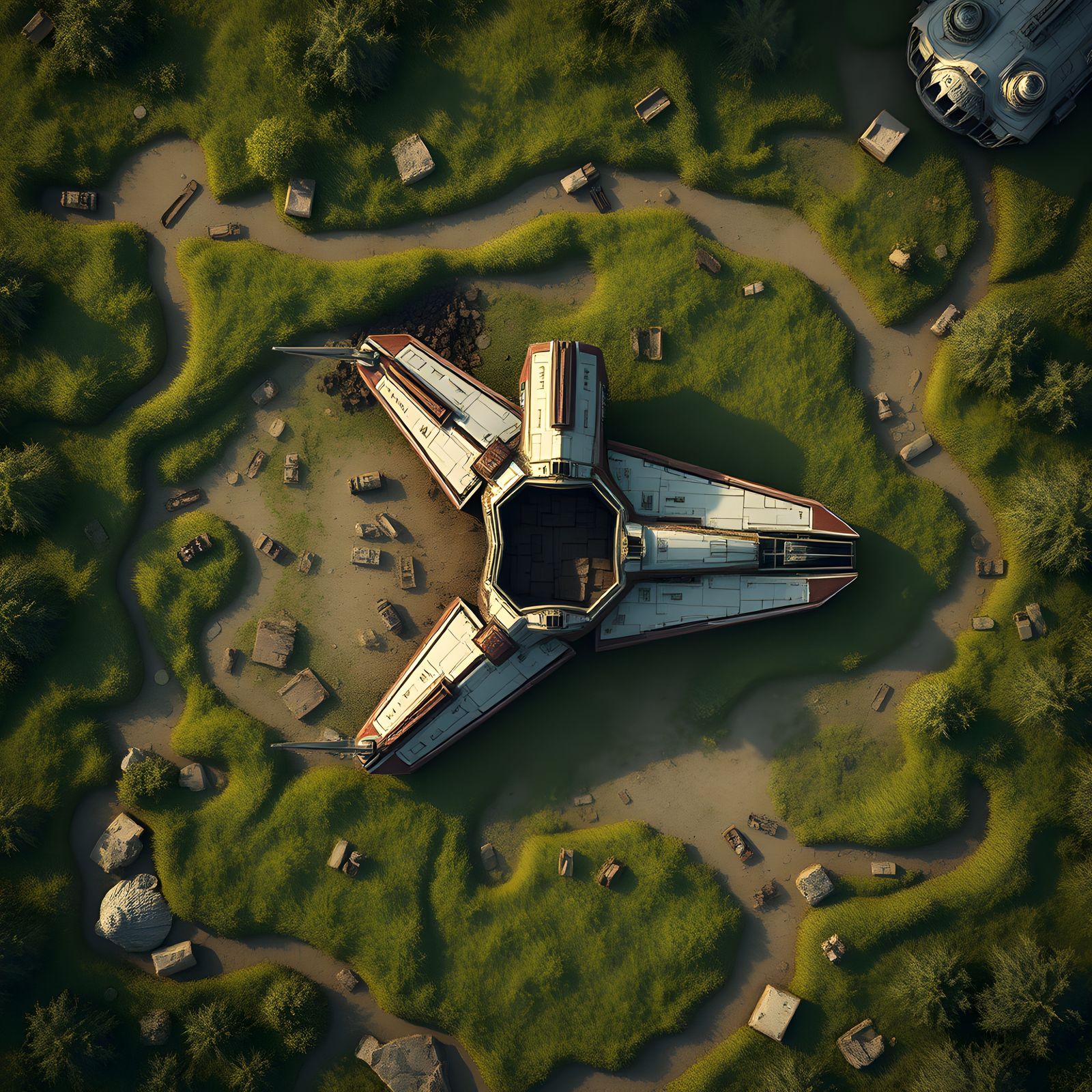 Top Down DND Map of Crashed Spaceship