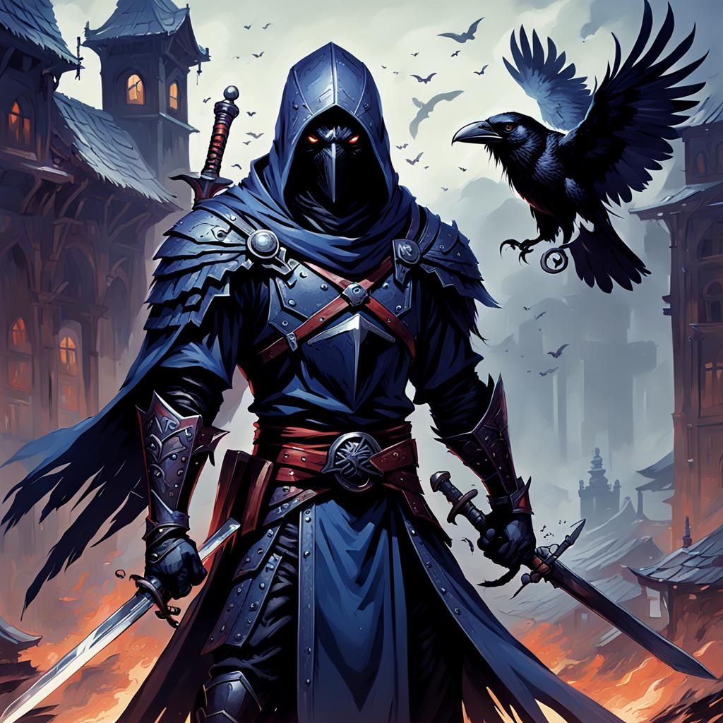 Sinister Raven Swordsman by Rutkowski
