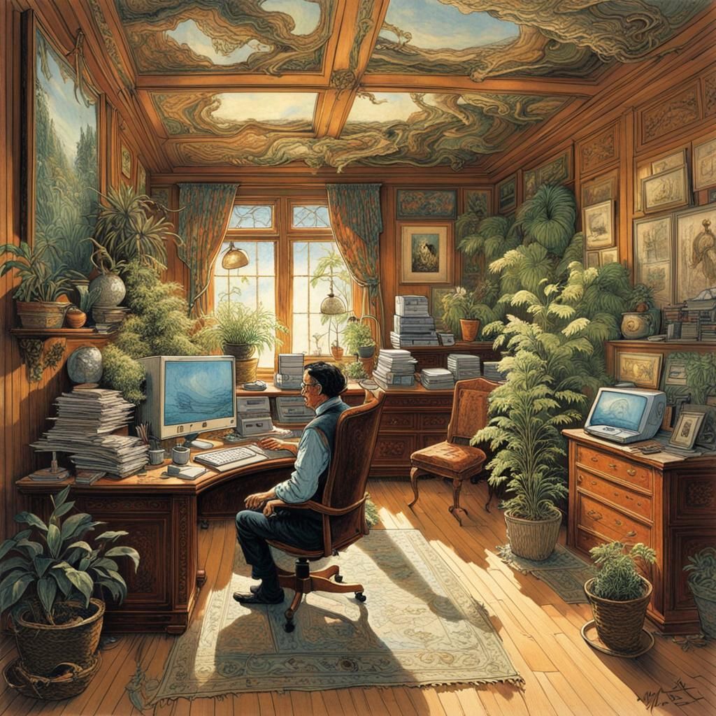 Feng Shui Home Office with Natural Light